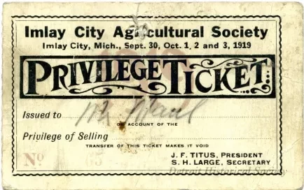 Ticket - Imlay City Agricultural Society
Privilege Ticket
