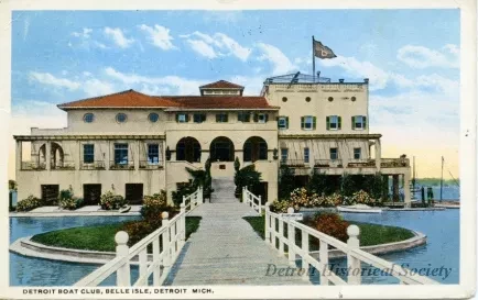 Postcard - Detroit Boat Club, Belle Isle, Detroit, Mich.
