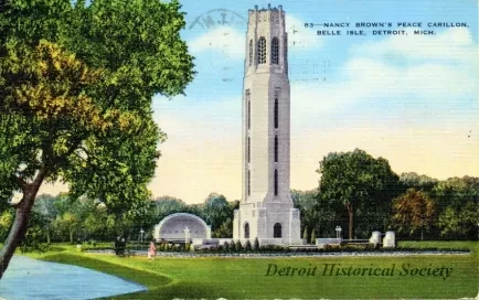 Postcard - Nancy Brown's Peace Carillon, Belle Isle, Detroit, Mich.