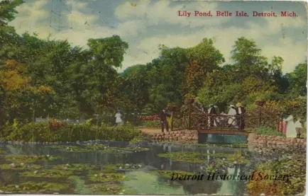 Postcard - Lily Pond, Belle Isle, Detroit, Mich.