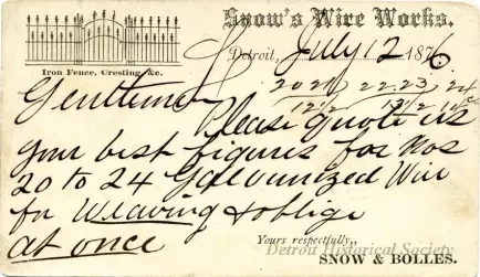 Postcard - Snow's Wire Work
(Snow & Bolles)
