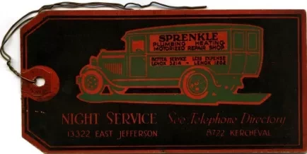 Card, Trade - Harry N. Sprenkle Plumbing and Heating Service