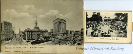 Post Folder - Souvenir of Detroit, Mich. - City Hall Square