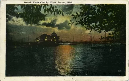 Postcard - Detroit Yacht Club by Night, Detroit, Mich.