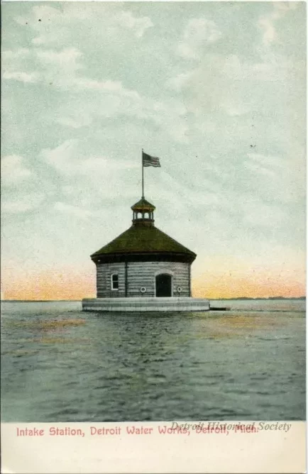 Postcard - Intake Station, Detroit Water Works, Detroit, Mich.