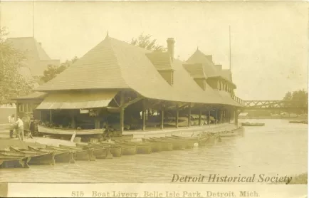 Postcard - Boat Livery, Belle Isle Park, Detroit, Mich.