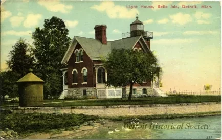 Postcard - Light House, Belle Isle, Detroit, Mich.