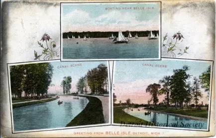 Postcard - Greeting from Belle Isle, Detroit, Mich.