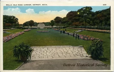 Postcard - Belle Isle Rose Garden, Detroit, Mich.