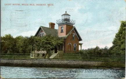 Postcard - Light House, Belle Isle, Detroit, Mich.