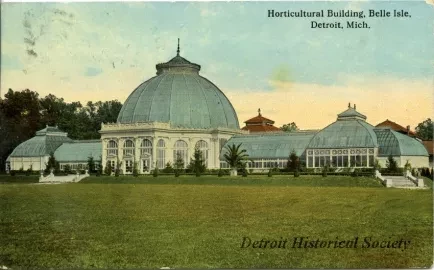 Postcard - Horticultural Building, Belle Isle, Detroit, Mich.