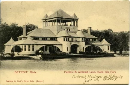 Postcard - Detroit, Mich. Pavilion & Artificial Lake, Belle Isle Park