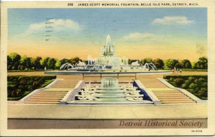 Postcard - James Scott Memorial Fountain, Belle Isle Park, Detroit, Mich.