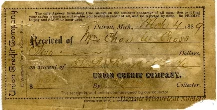 Receipt - Union Credit Company