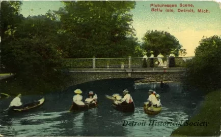 Postcard - Picturesque Scene, Belle Isle, Detroit, Mich.