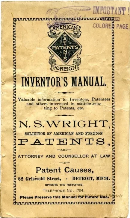 Booklet - Inventor's Manual
N. S. Wright, Patent Attorney