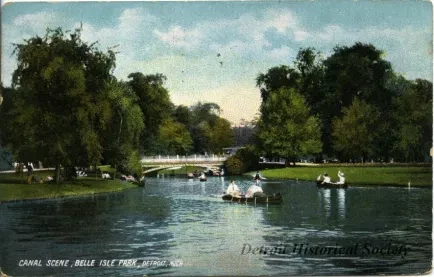 Postcard - Canal Scene, Belle Isle Park, Detroit, Mich.