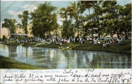 Postcard - Detroit, Mich. Concert Day, Belle Isle Park.