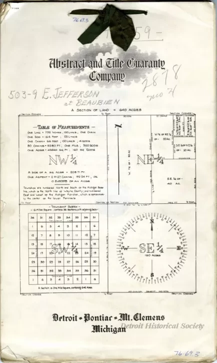 Title, Abstract - Abstract of Title,
Lot 59 of Part of the L. Beaubien Farm