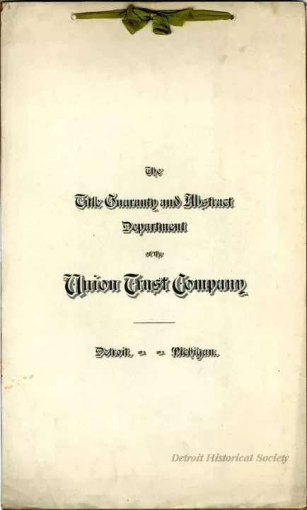 Title, Abstract - Abstract of Title,
Fyfe, Barbour and Warren's Subdivision of that Part of Private Claim 260 Lying between Horatio Street and Warren Avenue