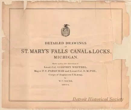Lithograph - Detailed Drawings of 
St. Mary's Falls Canal & Locks, Michigan