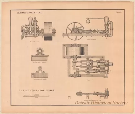 Lithograph - St. Mary's Falls Canal,
The Accumulator Pumps