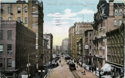 Postcard - Detroit, Mich., Griswold Street.