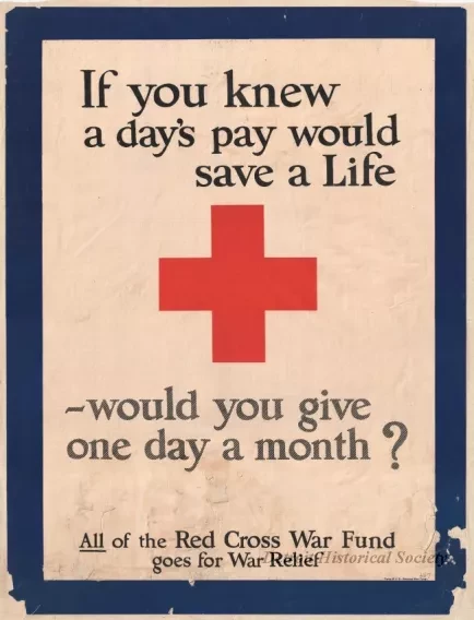Poster - If you knew a day's pay would save a Life - would you give one day a month
[Red Cross]