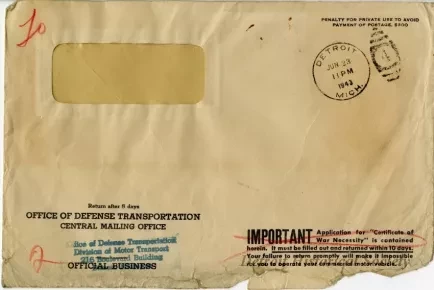 Envelope - Office of Defense Transportation
Central Mailing Office