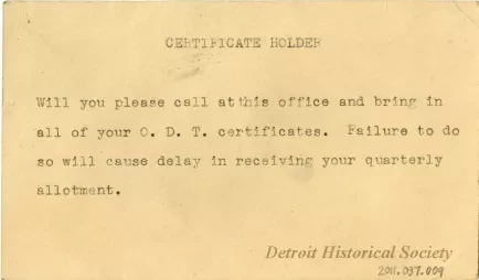 Postcard - Office of Price Administration
Certificate Holder