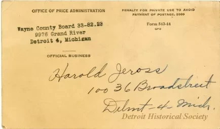 Postcard - Office of Price Administration
Certificate Holder