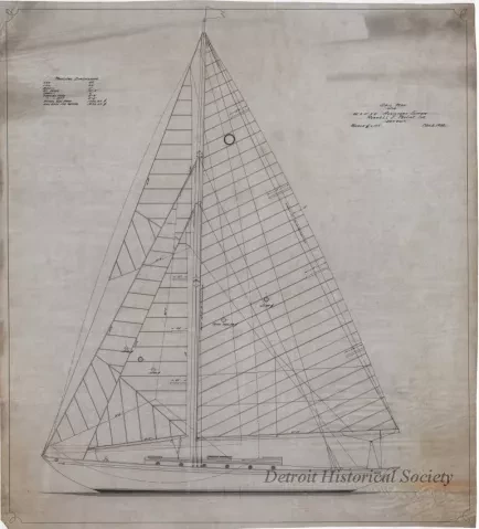 Drawing, Technical - Sail Plan of a 46' x 11' x 6' Auxiliary Cutter