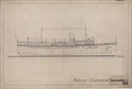 Drawing, Technical - Outboard Profile, Steamer United States,
Indiana Transportation Company
(Hull No. 28)