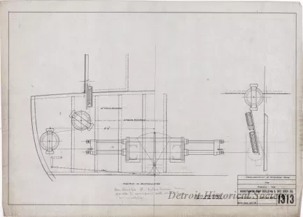 Drawing, Technical - Arrangement of Steering Gear for Harbor Tug
(Hull No. 64)