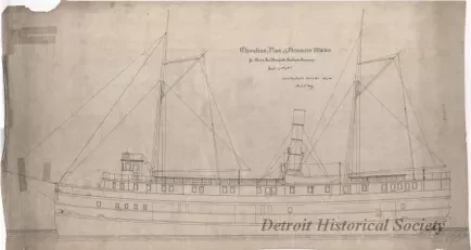 Drawing, Technical - Elevation Plan of Steamers 59 & 60 for
Flint & Pere Marquette Railroad Company