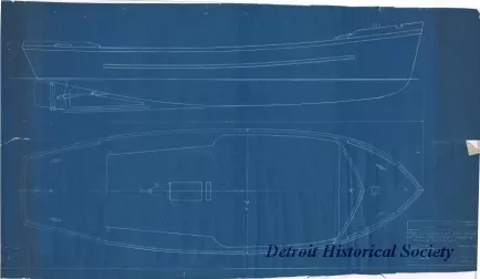 Blueprint - Middle Neebish Light Station, Mich.,
Steel Motorboat - Class II, Plan & Elevation
