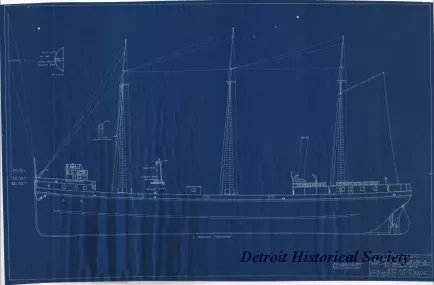 Blueprint - Str. Massachusetts,
Built 1881 By Detroit Dry Dock Company
