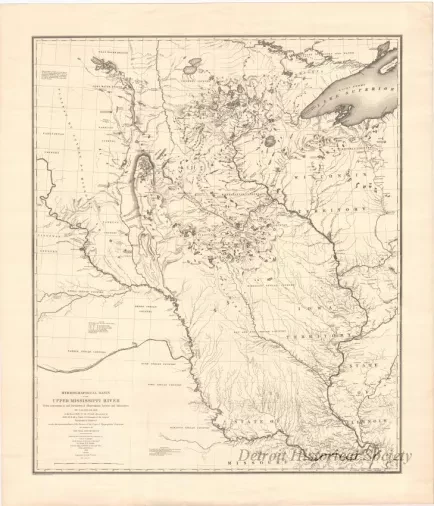Map - Hydrological Basin of the Upper Mississippi River 
From Astronomical and Barometrical Observations, Surveys, and Information