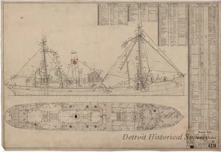 Drawing, Technical - Rigging Plan
[for trawler, Foam]