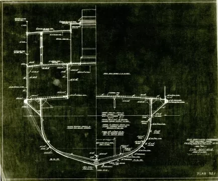 Drawing, Technical - Passenger & Freight Stmr.,
Hull #104, Type Sections
