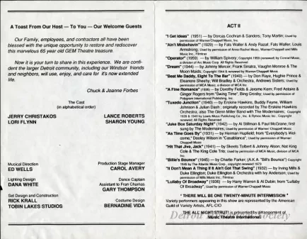 Program, Theater