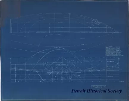 Blueprint - Lines Drawing and Data for 
I.L.Y.A. [Inter-Lake Yachting Association] One Design Class Catboat
