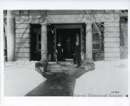 Print, Photographic - Henry and Clara Ford on the steps of their 66 Edison Ave. home
