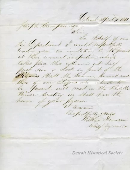 Letter - Letter from William Duncan to Joseph Campau