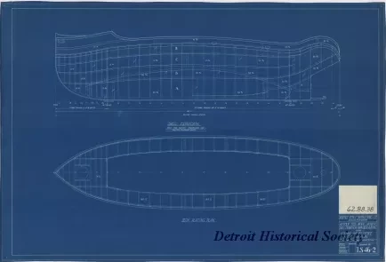 Blueprint - 40 Foot Steel Work Launch, 
Shell Expansion: Main Deck Plating
for U. S. Lake Survey Office, Detroit, Michigan