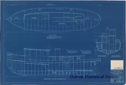 Blueprint - 40 Foot Steel Work Launch, 
Structural Plan for 
U. S. Lake Survey Office, Detroit, Michigan