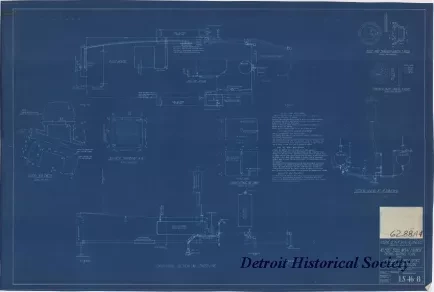 Blueprint - 40 Foot Steel Work Launch, 
Piping-Wiring Plan 
for U. S. Lake Survey Office, Detroit, Michigan