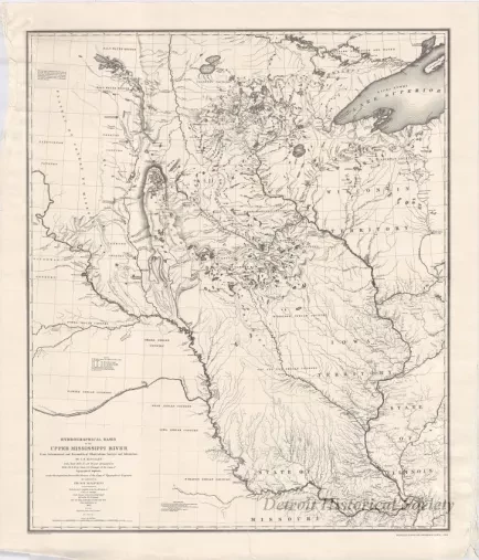Map - Hydrological Basin of the Upper Mississippi River 
From Astronomical and Barometrical Observations, Surveys, and Information