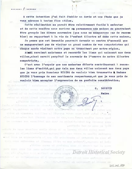 Letter - Departement Du Tarn-Et-Garonne,
Mairie de St-Nicolas de la Grave