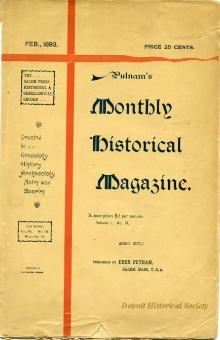 Booklet - Putnam's Monthly Historical Magazine, Vol. I, No. 10, Article IX